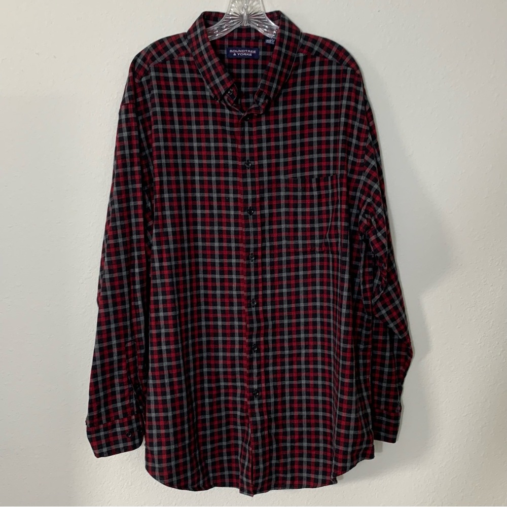Men's Round Tree & York Long Sleeve Button Down Shirt size 2XT Tall